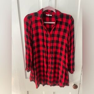 Flannel maternity shirt dress